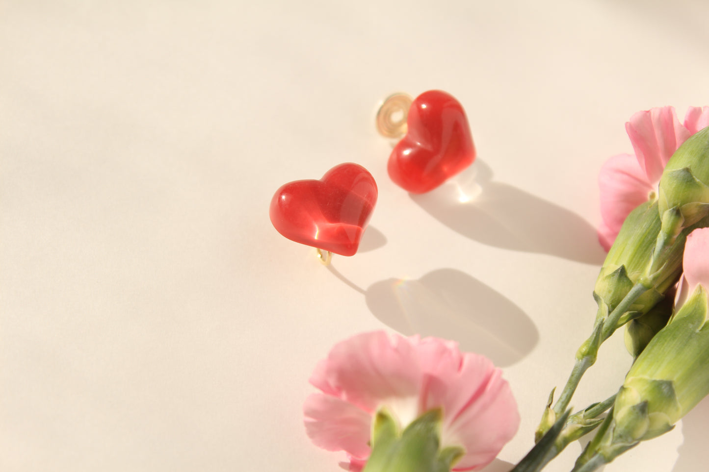 Ear clip-ons | Pink shiny heart