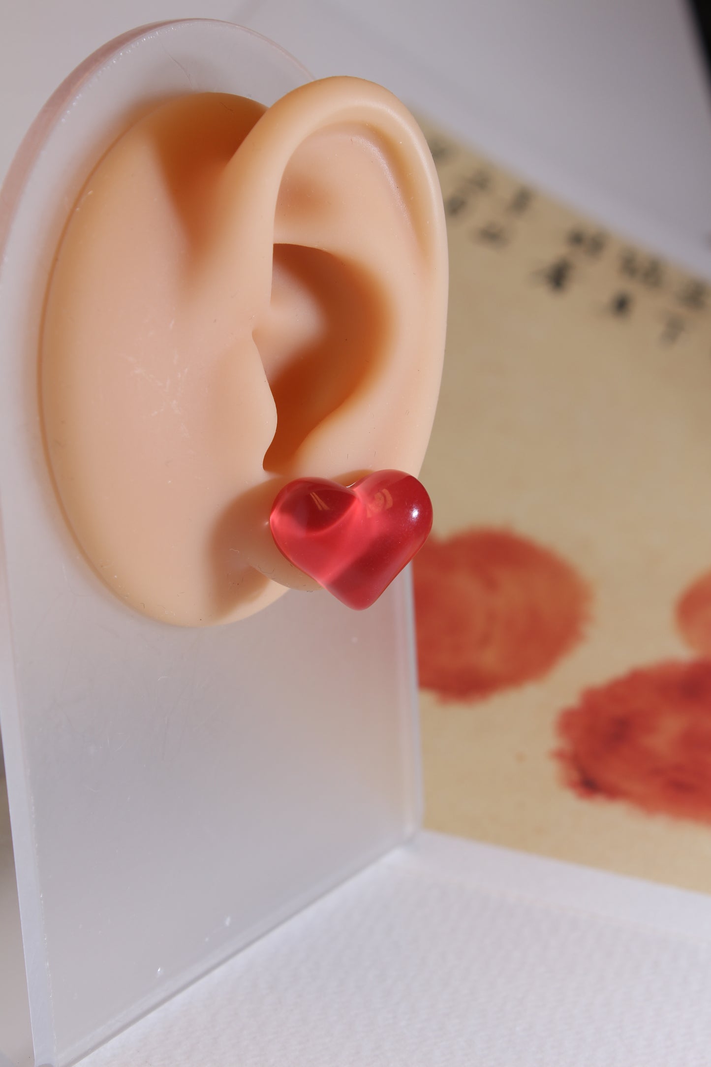 Ear clip-ons | Pink shiny heart