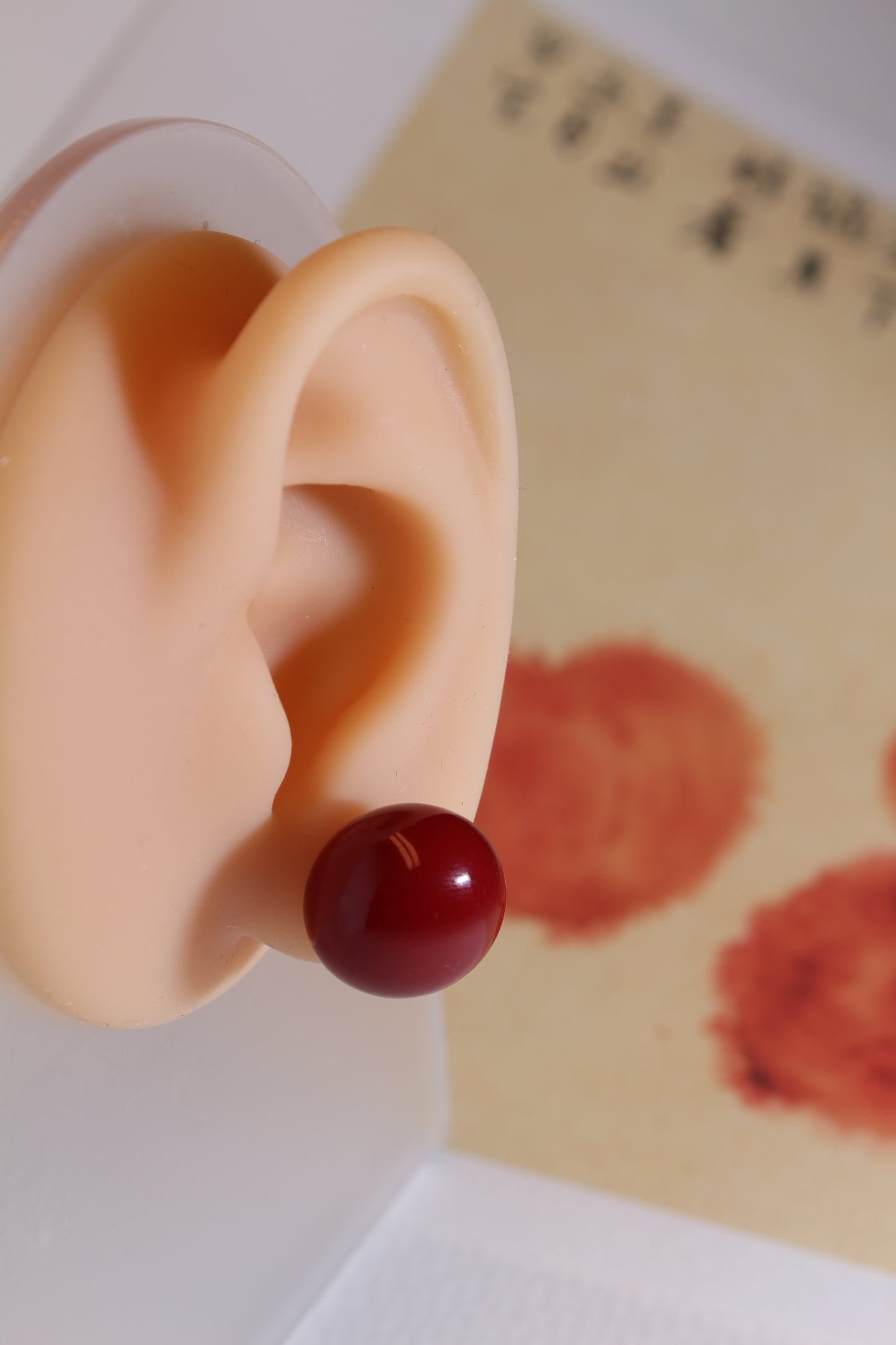 Ear clip-ons | Round red beans