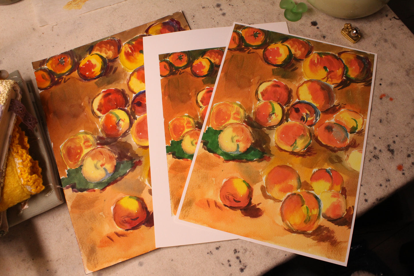 Framed | Unframed Art Print | Peaches by Claude Monet but in Watercolour | Impressionism