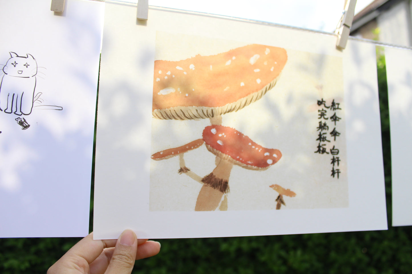 Framed | Unframed Art Print | Watercolour Mushroom (Amanita caesarea) | 'Red umbrella, White trunk. After you eat them you lie on the stretcher'
