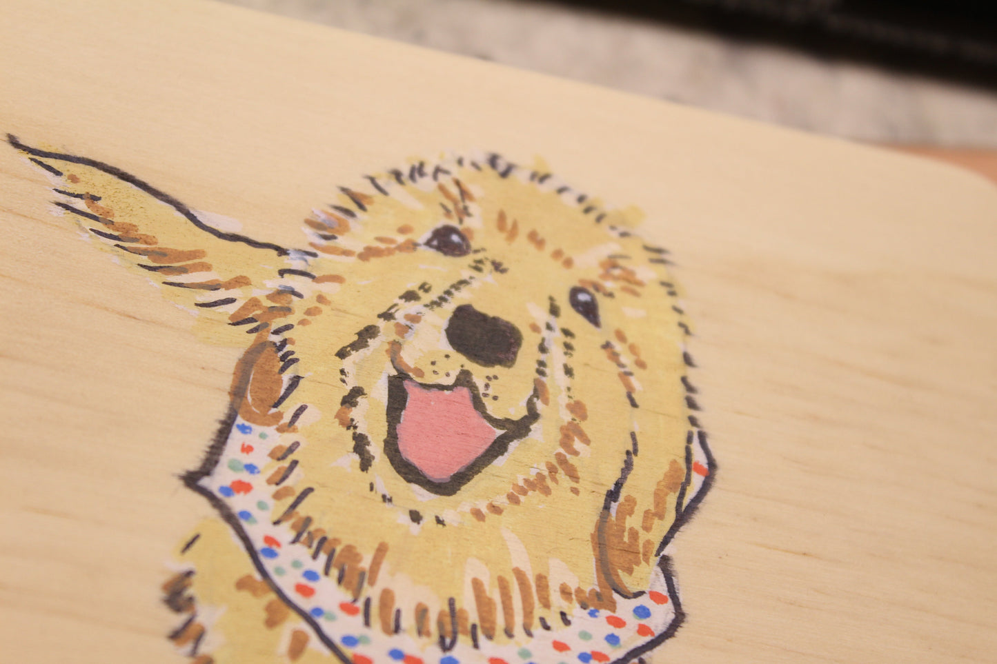 Square Wooden Coaster with Mini Hand-drawn Pawtrait on