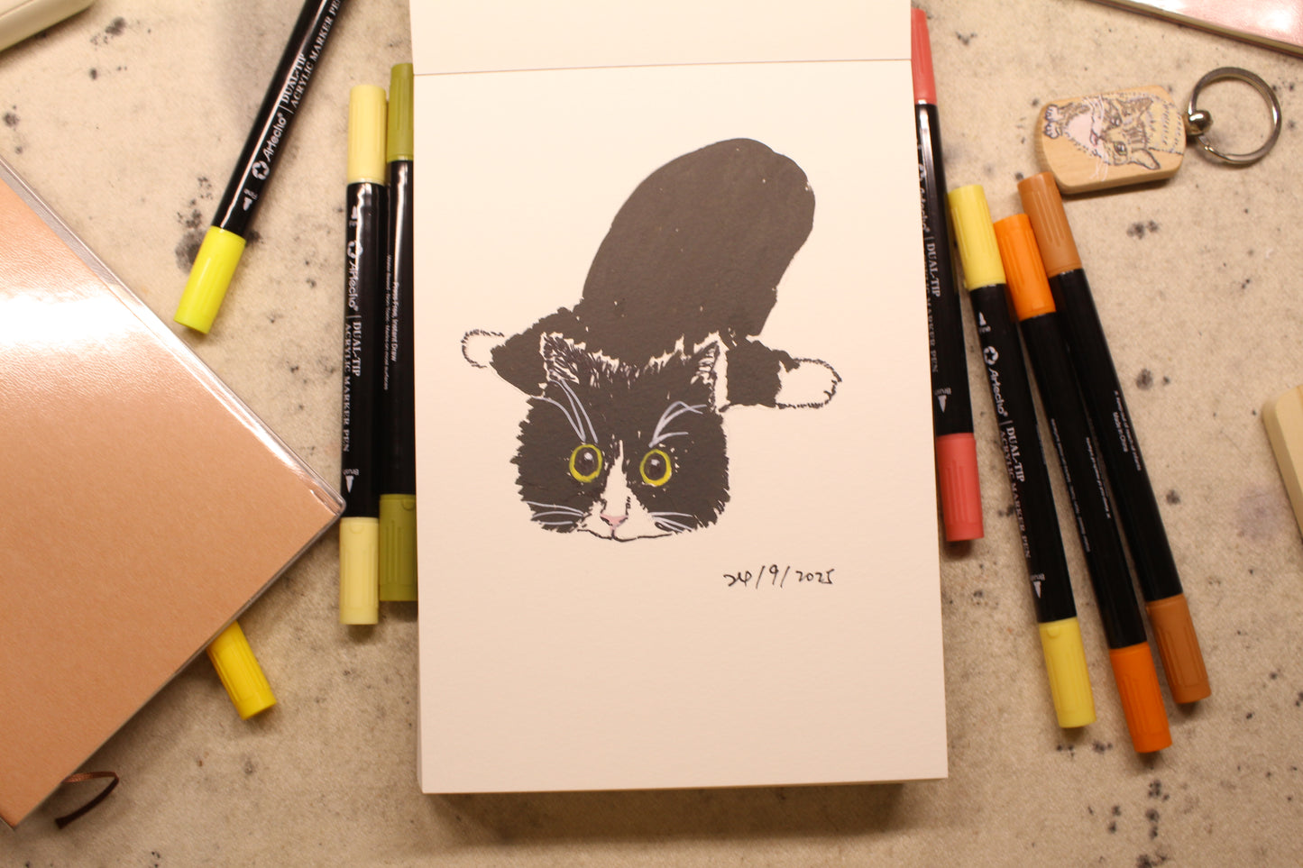 A5 pawtrait with acrilyc pens