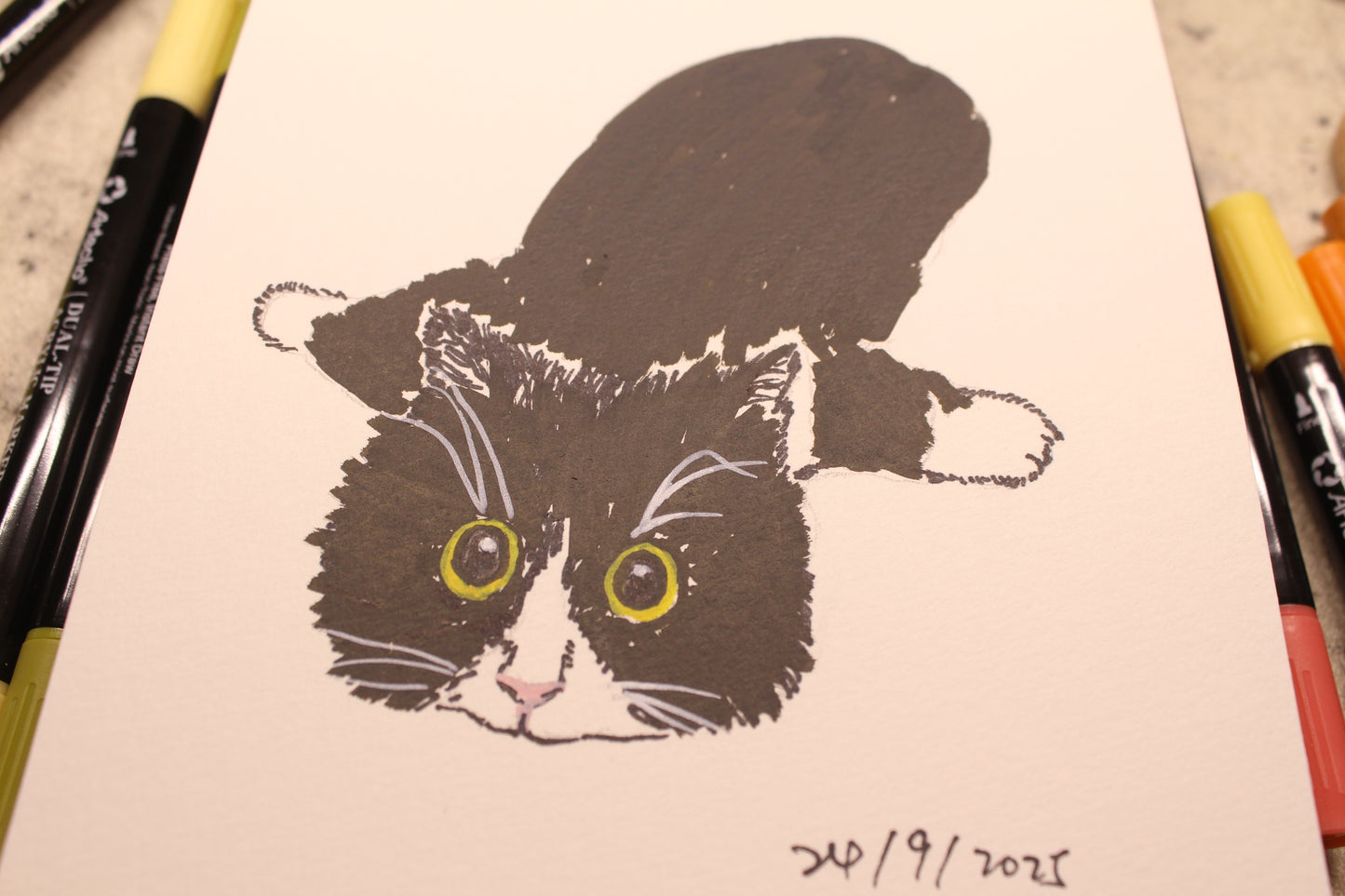 A5 pawtrait with acrilyc pens