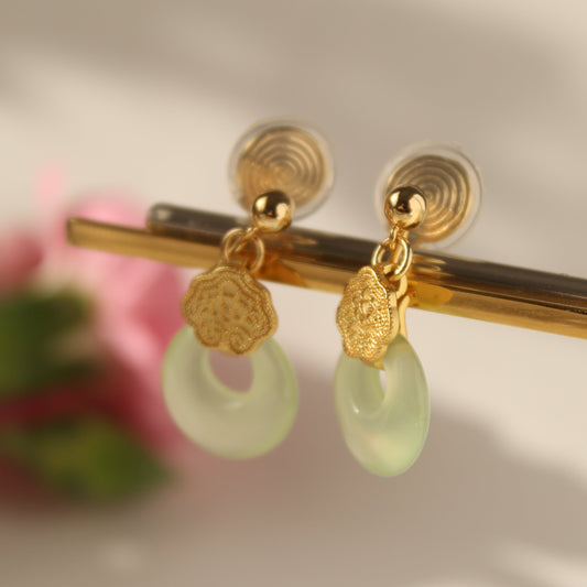 Ear clip-ons | Green agate