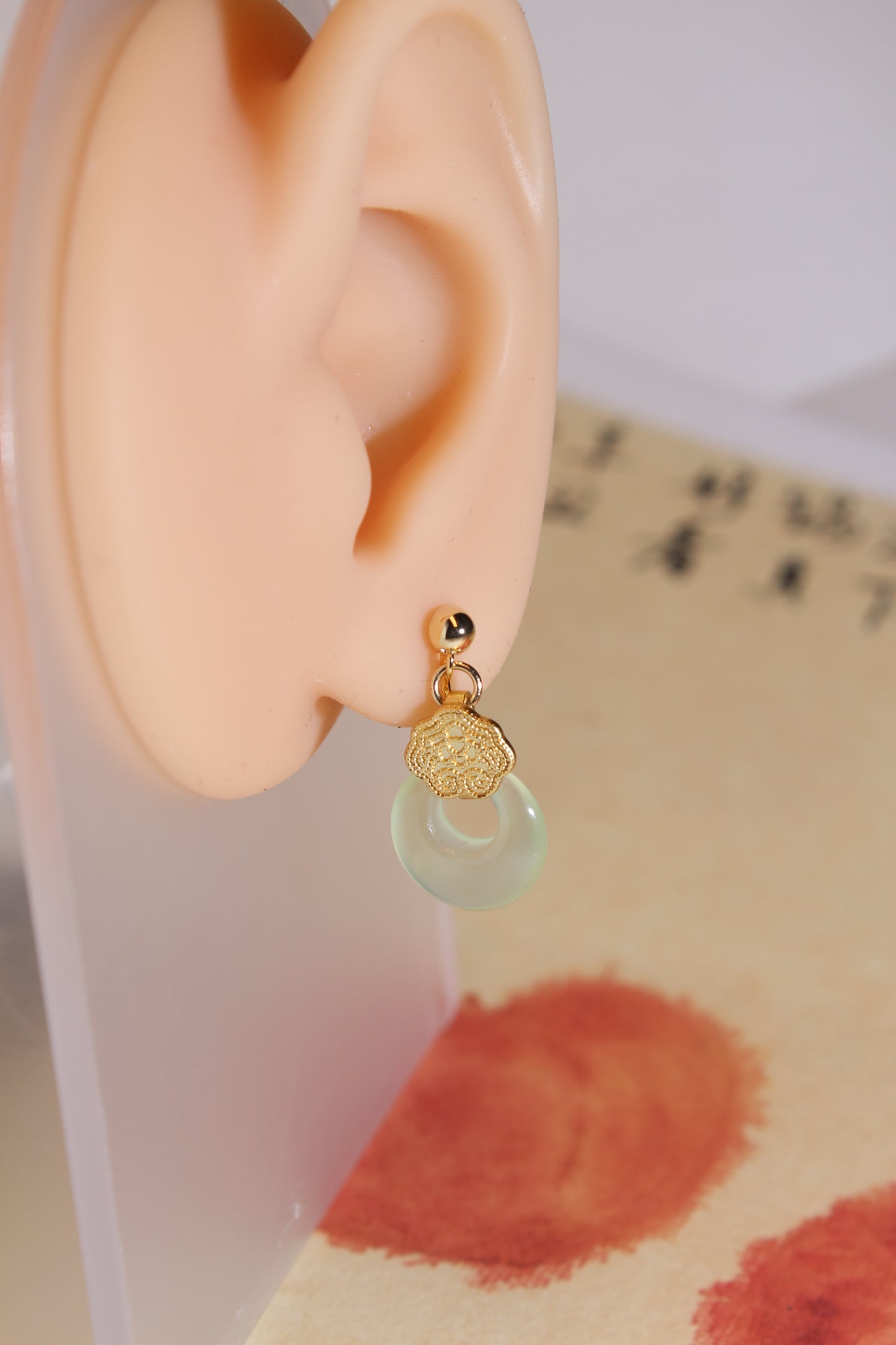 Ear clip-ons | Green agate