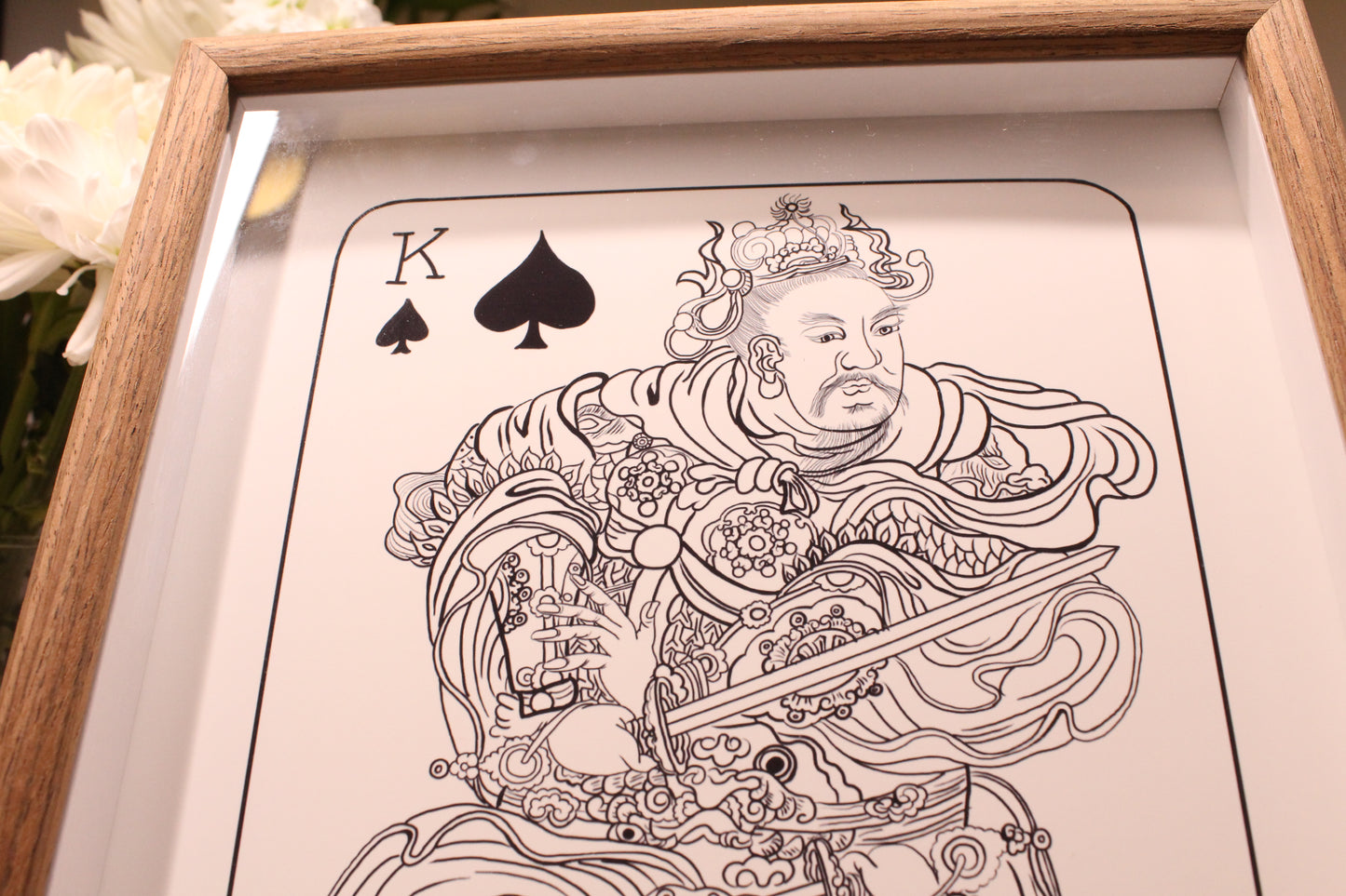 Framed | Unframed Art Print | Line art King of Spades Traditional Chinese Style