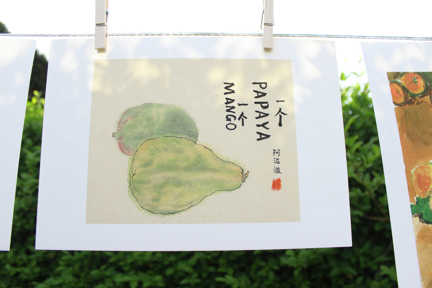 Framed | Unframed Art Print | Watercolour Mango and Papaya