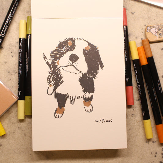 A5 pawtrait with acrilyc pens